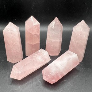 Wholesale Laser Engraved Rose Quartz Tower Point Natural <b>Crystal</b> <b>Wand</b> for Reiki Healing Chakra Balancing Meditation Energy - Product Image 1