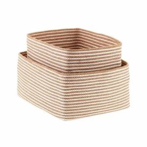 Cesta de almacenamiento de yute marrón hecha a mano de primera calidad, organizador duradero y versátil respetuoso con el medio ambiente para decoración del hogar y uso en la oficina - Product Image 1