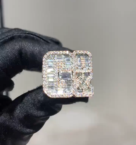 Custom Letter Iced Out 925 Sterling <b>Silver</b> Sparkling VVS Moissanite Diamond Hip Hop Luxury Statement <b>Ring</b> For <b>Men</b> Women Wear - Product Image 1