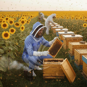 Chaqueta de Protección para Apicultura con Doble Cremallera y Velo Plegable, Ropa Protectora Transpirable Contra Abejas para Apicultores - Product Image 5