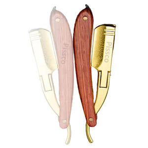 Private Custom Logo Razor Blades Wooden Handle Barber Shaving Straight Razor for Men Folding Barber Shaver - Product Image 3