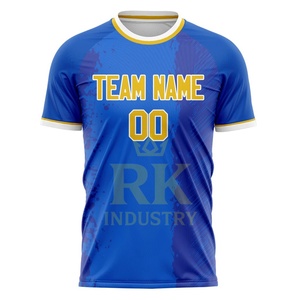 Maillot de football imprimé par sublimation, nom d'équipe personnalisé, haut à séchage rapide, manches courtes, unisexe, 100% polyester respirant - Product Image 1