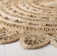 Tapis d'intérieur en jute tressé réversible de style classique, écologique, couleur unie, poils moyens, épais, fil naturel, chambre à coucher