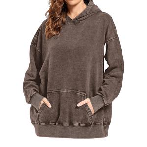 Col roulé femmes surdimensionné poids lourd sweats à capuche Vintage lavage à l'acide sweat à capuche coton polaire sweats à capuche pour femmes prix raisonnable 2026 - Product Image 1