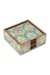 ชุดที่รองแก้วลายดอกไม้พิมพ์ดิจิตอลจานรองแก้วไม้มันวาวพร้อมถาดเคลือบ6ชิ้นและแผ่นรอง - Product Image 4