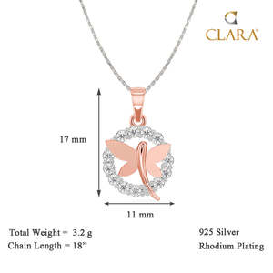 NOVAMART Fine 925 Sterling Silver Butterfly Pendant <b>Necklace</b> 18" Rhodium Chain Classic Gold Women's Everyday Wear for Zirconia W - Product Image 4