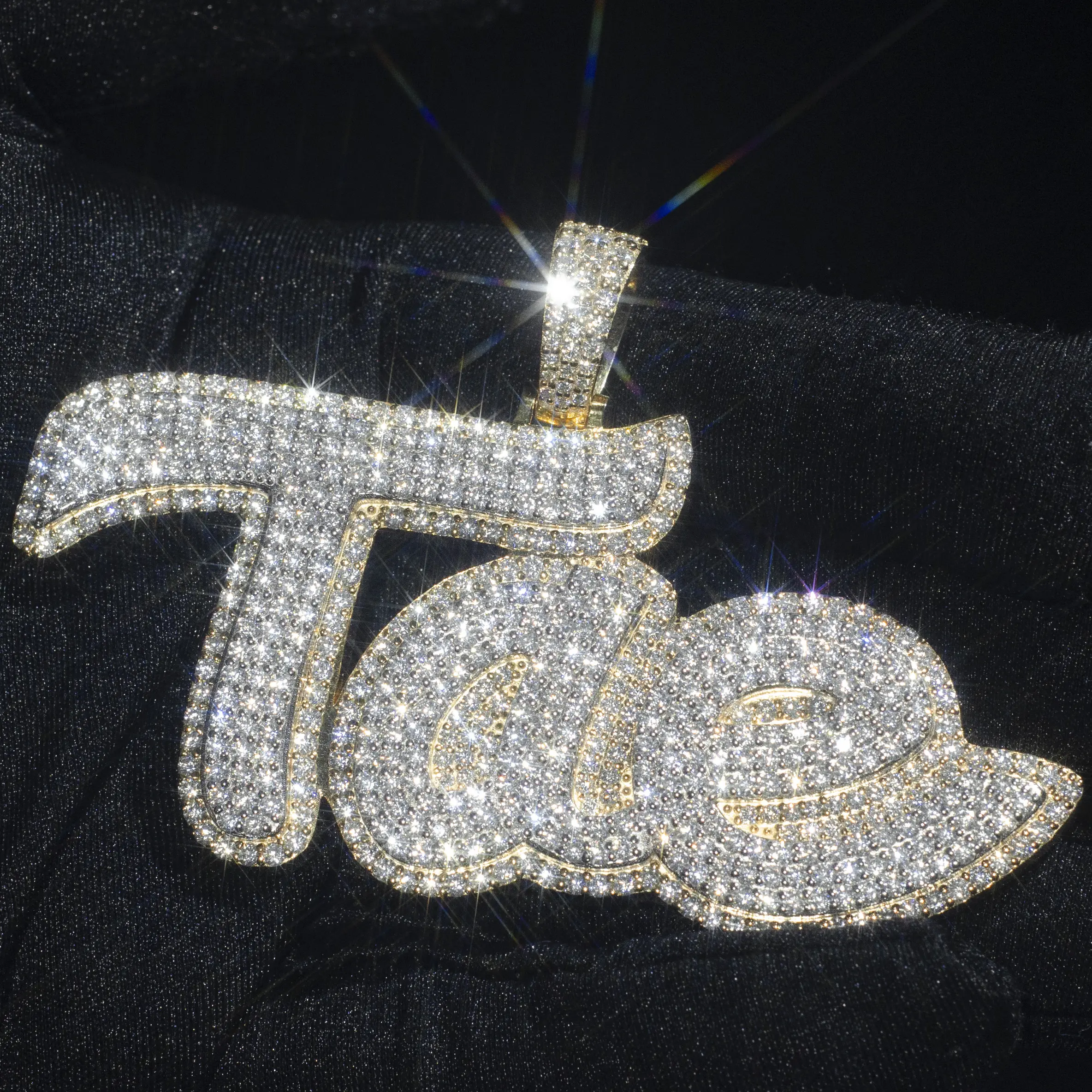 Hip Hop Women Mens Iced Out Custom Letter Pendant 925 Sterling Silver VVS Moissanite Diamond Number Name Initial Logo pendant