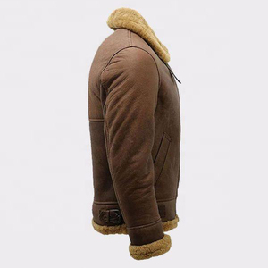 Veste d'hiver en cuir d'agneau véritable de haute qualité Aviator Shearling marron Veste en cuir de bombardier d'extérieur - Product Image 4