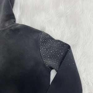 Custom Rhinestone Screen Print Logo French Terry Oversized Heavy Cotton Acid Wash Sun Faded <b>Men</b> <b>Hoodies</b> Vintage Sweatsuits - Product Image 3