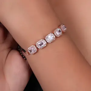 <b>Rose</b> <b>Gold</b> Plating Women's Crystal Bracelet for Party Wear Jewelry Elegant <b>Bangle</b> Accessory - Product Image 3