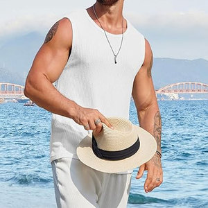 Camiseta sin mangas de alta calidad para hombre, ropa deportiva de gimnasio de algodón transpirable de secado rápido personalizada para entrenamiento, correr, cuello redondo, tamaño personalizado - Product Image 2