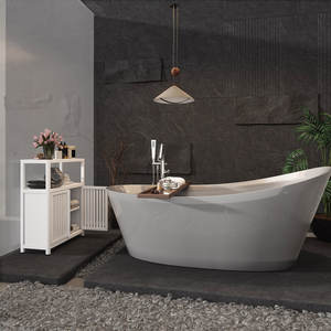 Meuble de rangement pour salle de bain scolaire en bambou Matériau MDF avec portes et étagères pour l'organisation - Product Image 2