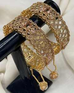 OEM New Wedding Churiyan <b>Set</b> for Ladies Women's Antique Gold Plated Stainless Steel Zircon Bangles Pakistani Classic Style Sale - Product Image 5