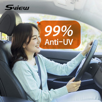 Sview Yeniden Kullanılabilir Kahverengi Araba Camı Yapışkanlı Güneşlik PC Malzeme Net Görüş %99 UV Korumalı Tesla Model Y Yan Cam Güneşlikleri XL