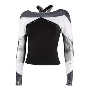 Haut de cheerleading personnalisé en polyester et élasthanne, col halterneck orné de strass, extensible, uniforme de cheerleading scintillant, vente en gros OEM - Product Image 1