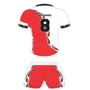 所有红色和白色印刷背面号码和名称橄榄球球衣定制设计马来西亚橄榄球橄榄球穿运动衬衫
