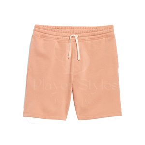 กางเกงขาสั้นวินเทจผ้าฝ้ายเฟรนช์เทอร์รี่สำหรับผู้ชาย เนื้อผ้าหนานุ่ม สีอ่อน เอวกลาง มีเชือกผูก ปิดด้วยเชือกผูก ทรงลำลอง สีพื้น ยับยาก - Product Image 6