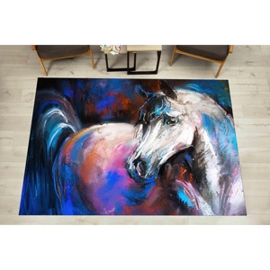 <b>Horse</b> <b>Painting</b> Rug: Anti-Slip Chenille Accent Rug, Printed Rug,Nonwoven Thin Rug - Product Image 1