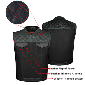 Chaleco de cuero de moto de alta calidad a bajo precio, Chaleco de cuero de moto ligero con logotipo personalizado para hombre a la venta - Product Image 2