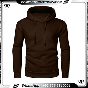 เสื้อมีฮู้ดสีพื้นสำหรับผู้ชายกำหนดโลโก้แบบเรียบง่าย - Product Image 5