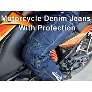 Pantalones de Motociclista Personalizados con Diseño OEM para Hombre, Estilo Deportivo en Mezclilla Azul, Tallas Grandes, con Protección para las Rodillas - Product Image 3