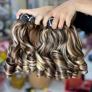 Paquets rebondissants de couleur personnalisée avec fermeture pour faire une perruque à partir de cheveux humains vietnamiens Whosale - Product Image 1