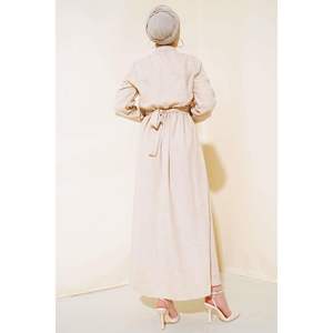 ชุดผ้าลินินด้านหน้ามีระบายสีเบจ - Product Image 4