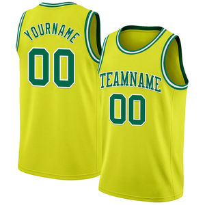 Maillot de basket-ball jaune personnalisé sans manches unisexe pour adulte, impression du nom de l'équipe, respirant, coupe régulière, maille sublimée - Product Image 3