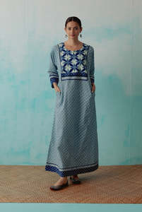 Summer Casual Wear Manches trois-quarts Col en O Fait à la main Longueur de plancher Long Imprimé Maxi - Product Image 3