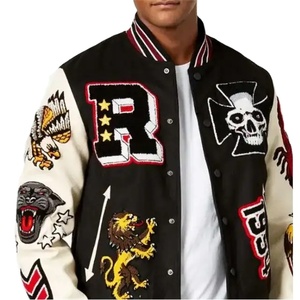 Veste de baseball universitaire tendance 2025 à boutons sur le devant, style imprimé bouffant, pour homme, vêtements d'extérieur avec lettres, vestes pour hommes - Product Image 2