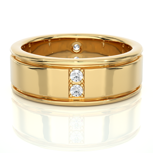 Alliance de mariage en moissanite de 0,50 ct avec sertissage à bisel en or jaune - Product Image 1