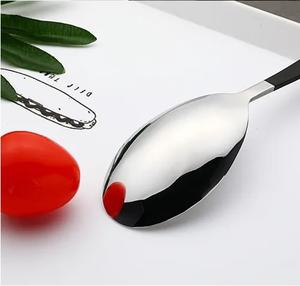 Cubiertos dorados de lujo, de la mejor calidad, acero inoxidable, plata, PVD, con mango negro, seguro y saludable para uso diario - Product Image 5