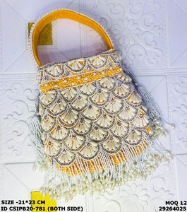 Bolso Potli Nupcial con Cuentas, Diseño Sólido, Capacidad de 1-1.9L, Cierre Dori, Correa de Anillo, Multifuncional para Fiestas Nocturnas - Craftstages - Product Image 5