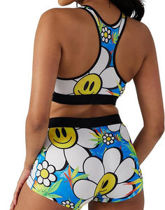 Conjunto de 2 Piezas de Top Corto y Pantalones Cortos de Verano para Mujer de Talla Grande, Transpirable, de Secado Rápido, Cintura Elástica, Color Sólido - Product Image 6