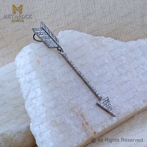 Oxidado 925 Plata Pave diamante flecha encanto colgante hecho a mano joyería fina venta al por mayor regalo de cumpleaños colgante - Product Image 4