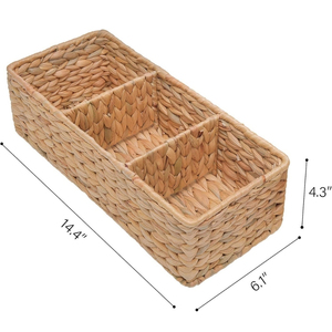 3 - Section Wicker Water Hyacinth <b>Baskets</b> (Set of 2) Eco-Friendly Organizing for Export in Bulk Home Decor for Kitchen - Product Image 3