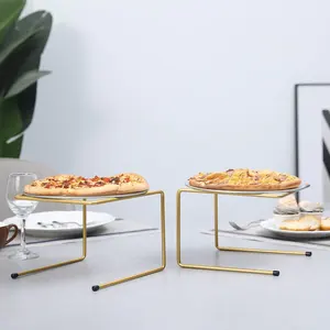 Modern Gold Polished <b>Pizza</b> Stand Set of 4 in Iron Trending Handmade Tableware Perfect for Display Use at Affordable Prices - Product Image 5