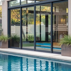 Design moderne piscine porte coulissante chambre appartement entrepôt école blanchisserie fibre de verre écran filet usage intérieur jardin - Product Image 1