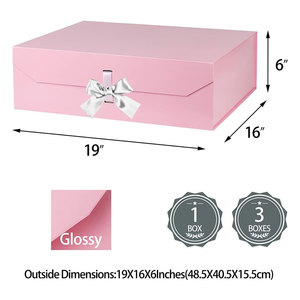 Caja de regalo Rosa extra grande con cinta, caja de regalo con cierre magnético de tapa, regalo plegable rectangular de propuesta de padrino (rosa) - Product Image 3