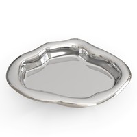 Plateau de rangement décoratif moderne en céramique argentée de 27 cm, avec forme irrégulière, technique de courbes, thème abstrait et idéal pour un cadeau