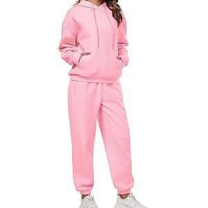 Conjunto Deportivo Lavado Estilo Urbano para Mujer, Sudadera con Capucha y Pantalones Deportivos con Lavado Ácido Vintage, Algodón Grueso, Moda, Pedidos al por Mayor Directo de Fábrica - Product Image 1