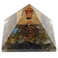 Pirámide de Orgón de Ojo de Tigre Ecológica de la Mejor Calidad, Hecha a Mano, Generador de Energía de Meditación con Gemas de Cristal, Bobina de Cobre, Mascota Feng Shui