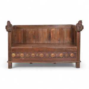 <b>Old</b> Teak Wood Chesterfield <b>Sofa</b> Rustic Design Three-Seat Square with One-Seater for Living Room Furniture - Product Image 1