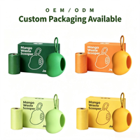 Ensemble de porte-sacs à déjections canines en silicone souple, imperméable et lavable, avec sacs à déjections, en forme de mangue, OEM ODM, étiquette privée