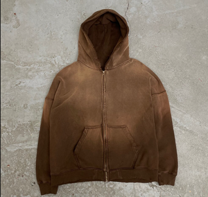 Sudadera con capucha con cremallera y lavado ácido Sun Faded con logotipo personalizado de alta calidad 100% algodón de gran tamaño French Terry Streetwear - Product Image 5