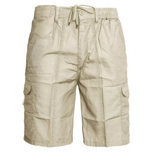 กางเกงขาสั้นคาร์โก้แบบลำลองสำหรับผู้ชายเอวยางยืดมีซิปรูดโลโก้ตามสั่ง - Product Image 1