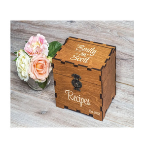 <strong>Recipe</strong> <strong>Box</strong> with Dividers <strong>Recipe</strong> Cards Personalized Engraved Wood <strong>Box</strong> Bridal Shower Decor - Product Image 4