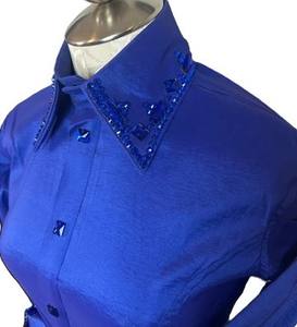 Vaquera hecha a mano Western Show Shirt Cintura alta Cierre de cremallera Tela de tafetán elástica transpirable para ropa de equitación - Product Image 5