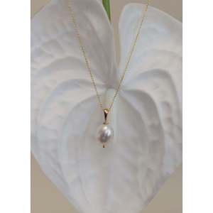 Collier de perles d'eau douce baroques en forme de goutte d'eau avec sertissage clos, plaqué or 14K/18K et or rose, style tendance pour cadeau - Product Image 6
