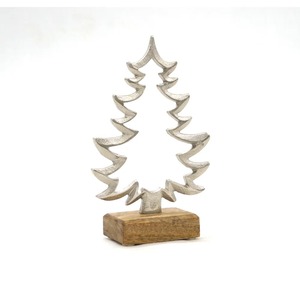 Escultura de árbol de Navidad de Metal brillante plateado, decoración elegante de vacaciones, mesa de salón, escritorio, acento festivo de temporada - Product Image 2